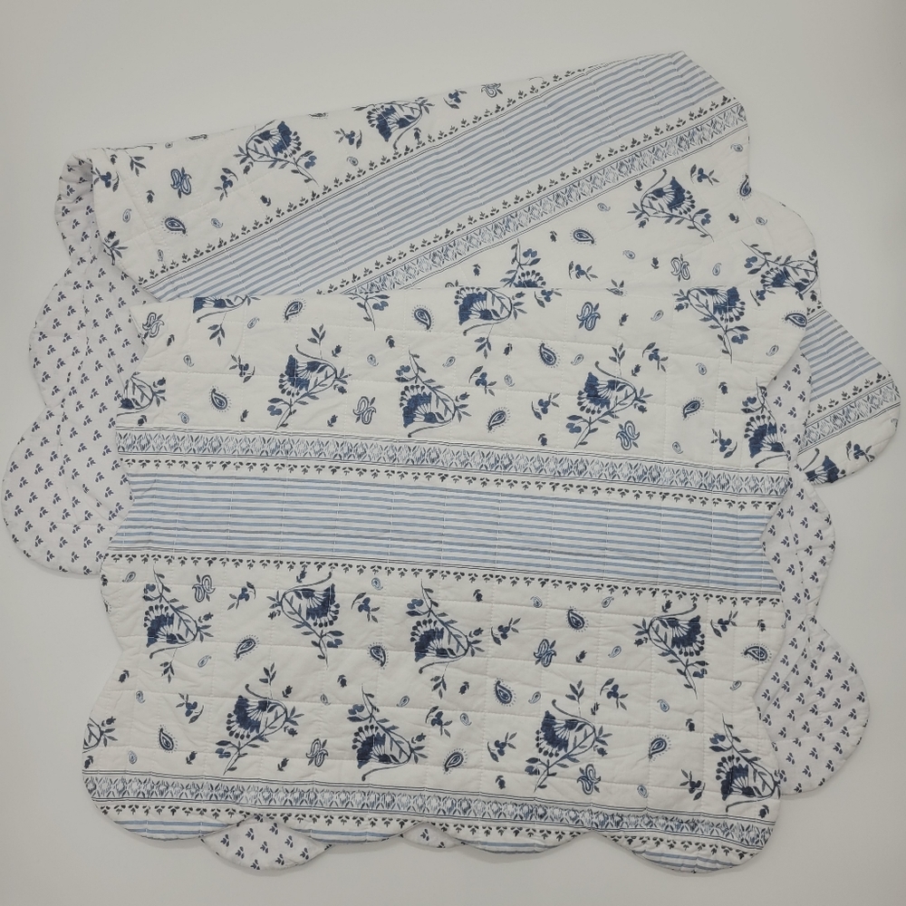 Draper James RSVP Dolly King Pillow Shams Set of 2 Scalloped Edge Floral Stripes